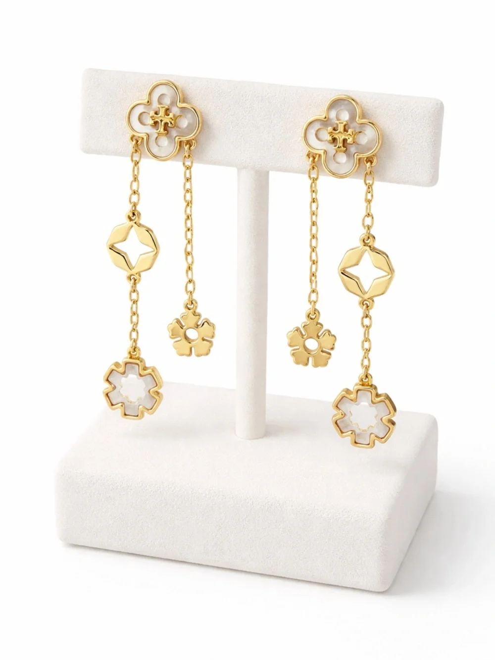 Tory Burch forget me not drop earrings.